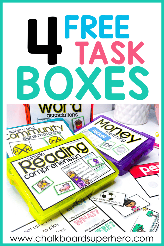 Four Free Task Boxes - Chalkboard Superhero