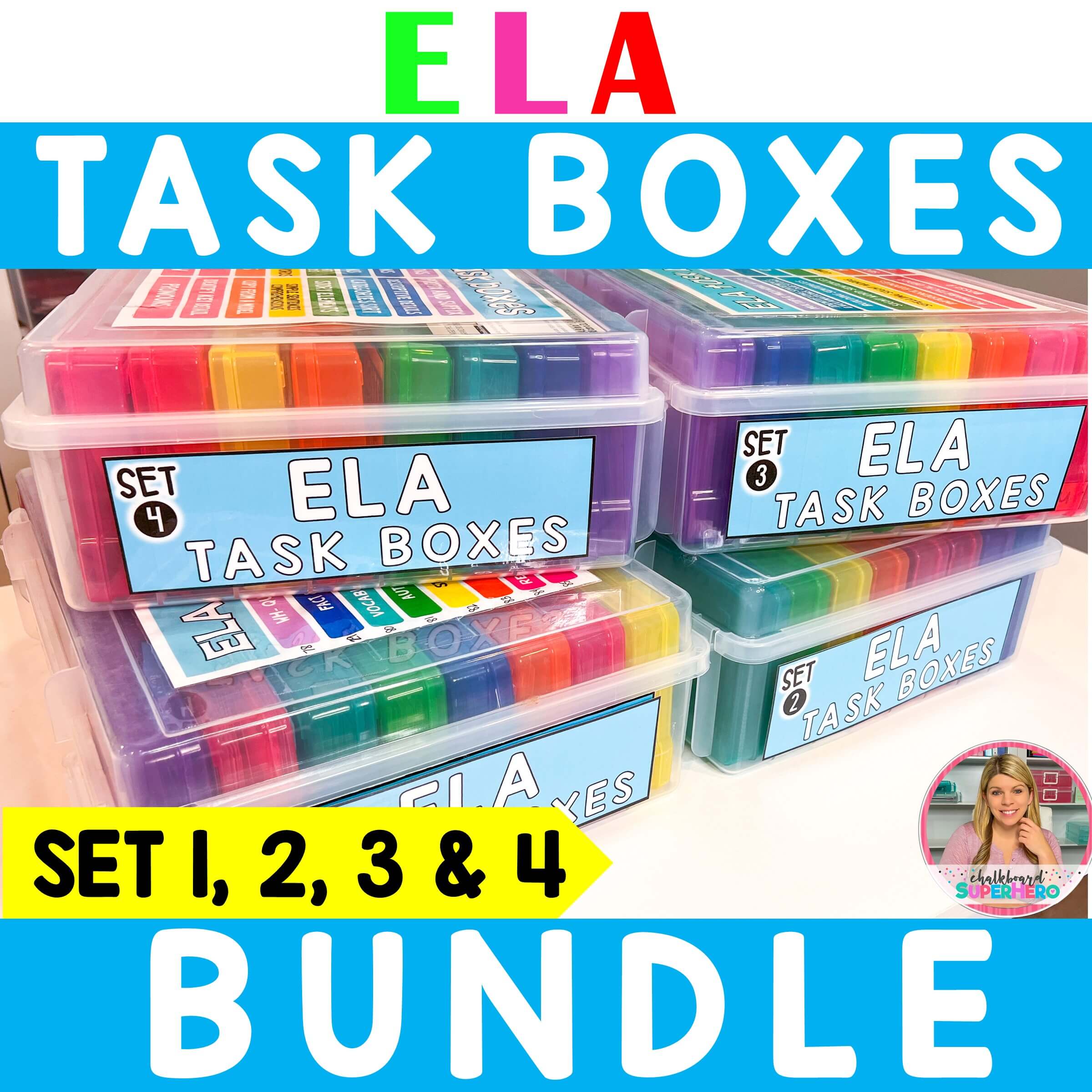 Four Free Task Boxes - Chalkboard Superhero